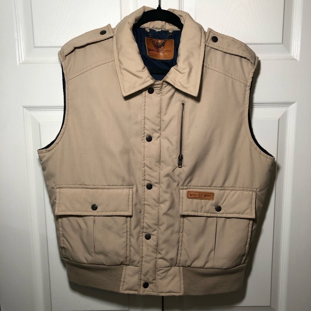 Vintage Tan Black Sheep Inc Down Insulation Vest Size L